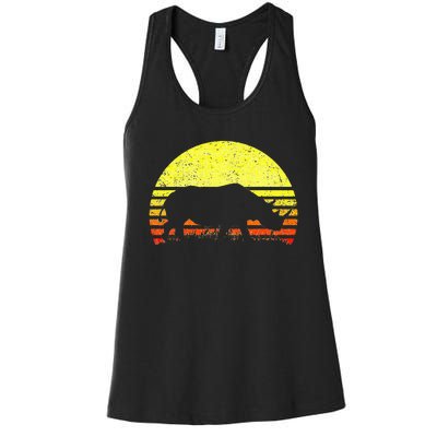 Rhino Cool Rhinoceros African Animals Retro Sunset Vintage Women's Racerback Tank