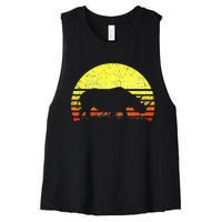 Rhino Cool Rhinoceros African Animals Retro Sunset Vintage Women's Racerback Cropped Tank