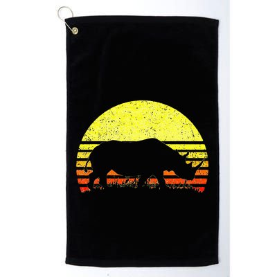 Rhino Cool Rhinoceros African Animals Retro Sunset Vintage Golf Towel