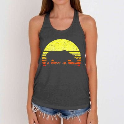 Rhino Cool Rhinoceros African Animals Retro Sunset Vintage Women's Knotted Racerback Tank