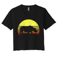 Rhino Cool Rhinoceros African Animals Retro Sunset Vintage Women's Crop Top Tee