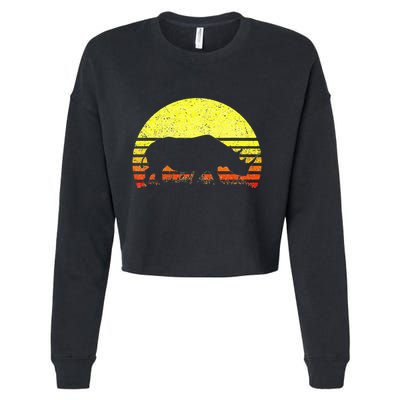 Rhino Cool Rhinoceros African Animals Retro Sunset Vintage Cropped Pullover Crew