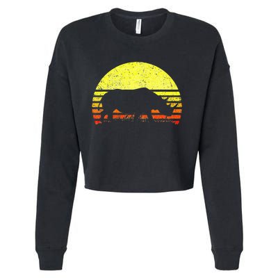 Rhino Cool Rhinoceros African Animals Retro Sunset Vintage Cropped Pullover Crew