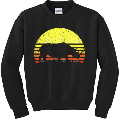 Rhino Cool Rhinoceros African Animals Retro Sunset Vintage Kids Sweatshirt