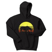 Rhino Cool Rhinoceros African Animals Retro Sunset Vintage Kids Hoodie