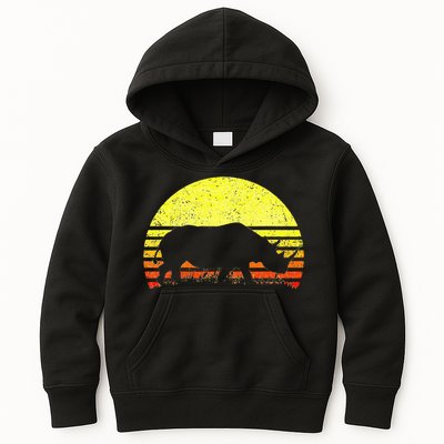 Rhino Cool Rhinoceros African Animals Retro Sunset Vintage Kids Hoodie