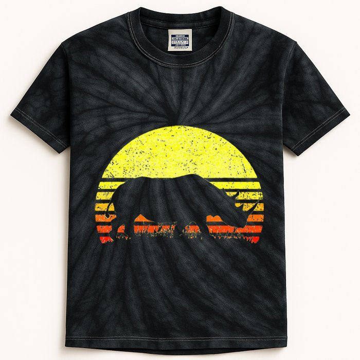 Rhino Cool Rhinoceros African Animals Retro Sunset Vintage Kids Tie-Dye T-Shirt