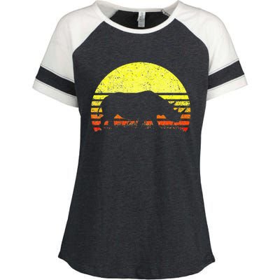 Rhino Cool Rhinoceros African Animals Retro Sunset Vintage Enza Ladies Jersey Colorblock Tee