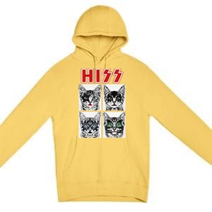 Retro Cat Rock Music Concert Band Funny Cat Premium Pullover Hoodie