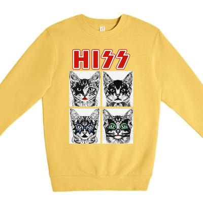 Retro Cat Rock Music Concert Band Funny Cat Premium Crewneck Sweatshirt