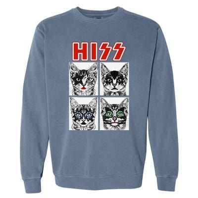 Retro Cat Rock Music Concert Band Funny Cat Garment-Dyed Sweatshirt