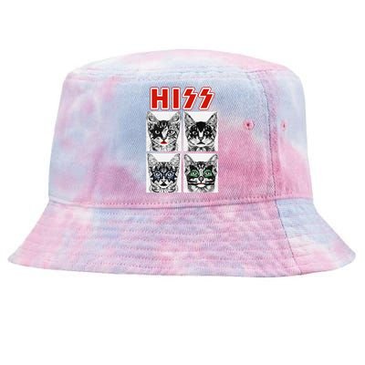 Retro Cat Rock Music Concert Band Funny Cat Tie-Dyed Bucket Hat