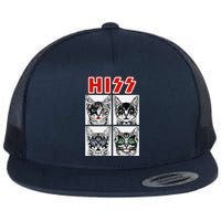 Retro Cat Rock Music Concert Band Funny Cat Flat Bill Trucker Hat