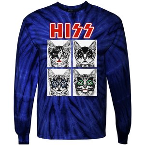 Retro Cat Rock Music Concert Band Funny Cat Tie-Dye Long Sleeve Shirt