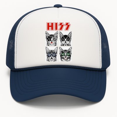 Retro Cat Rock Music Concert Band Funny Cat Trucker Hat