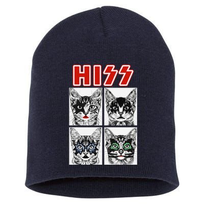 Retro Cat Rock Music Concert Band Funny Cat Short Acrylic Beanie