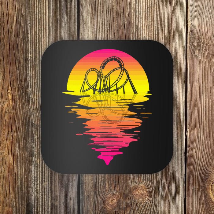 Roller Coaster Retro 80s Vintage Retro Sunset Coaster