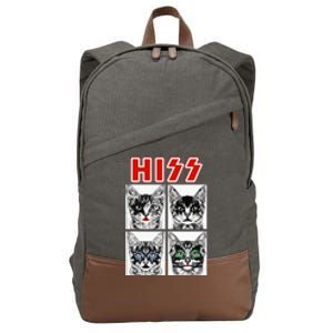 Retro Cat Rock Music Concert Band Cotton Canvas Backpack