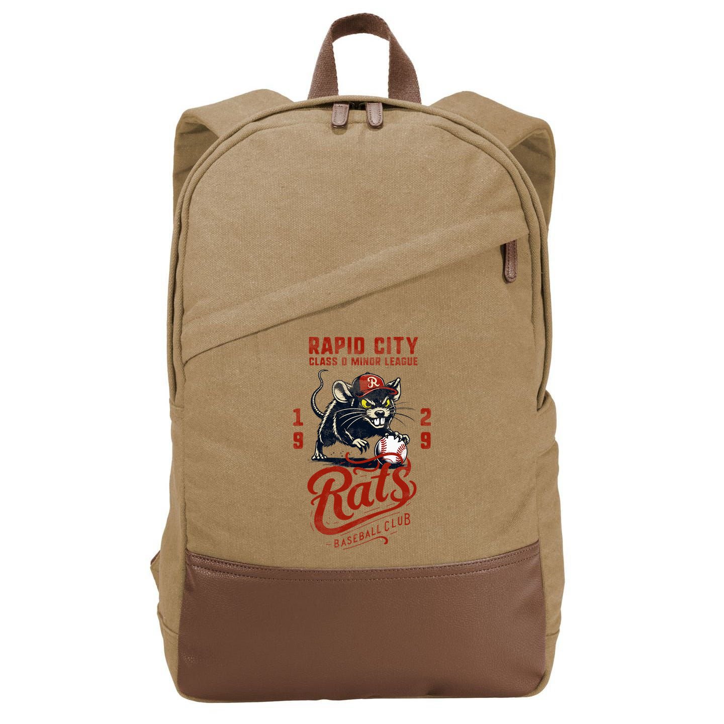 Rapid City Rats Retro Minor League Baseball Team Cotton Canvas Backpack