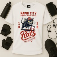 Rapid City Rats Retro Minor League Baseball Team Cooling Performance Crew T-Shirt