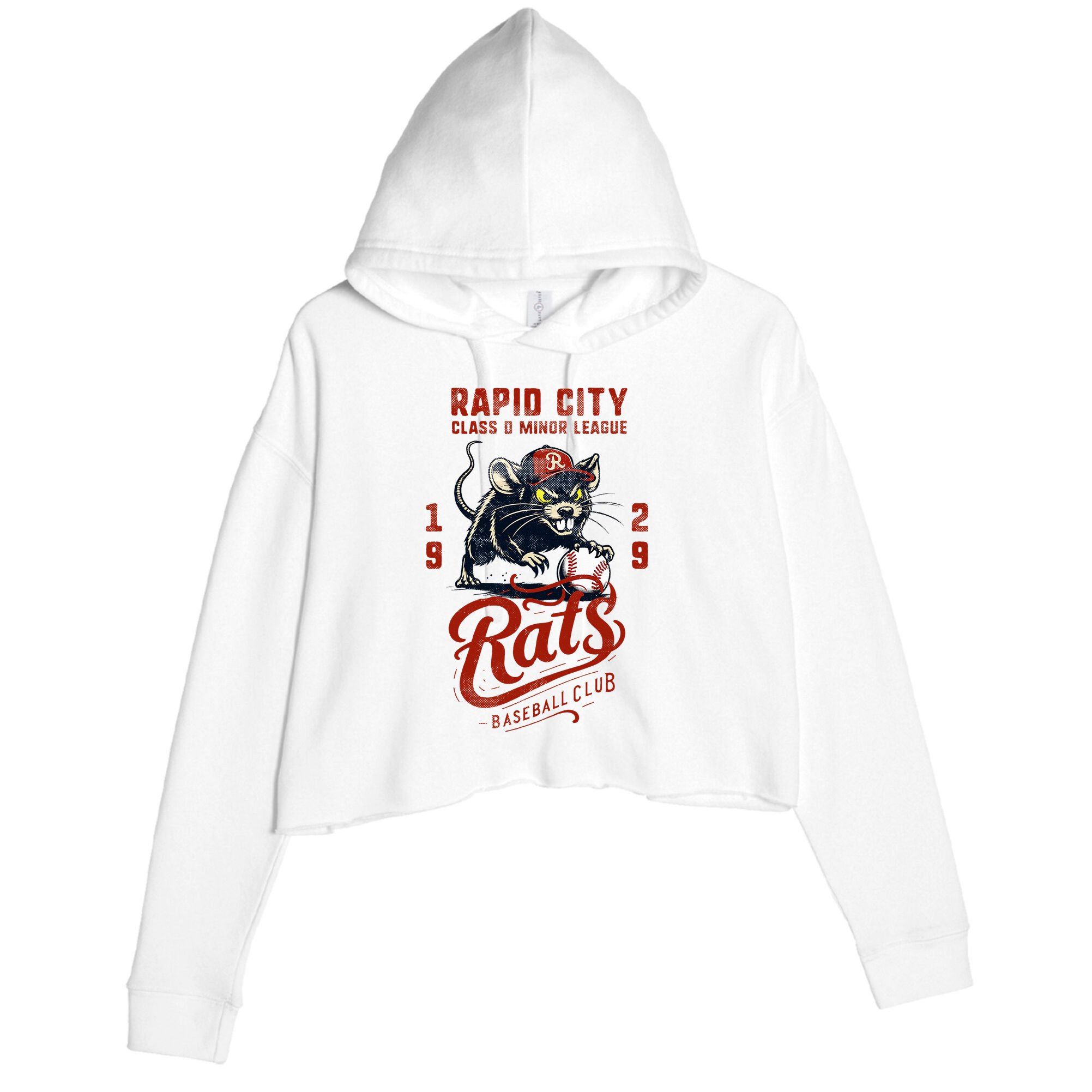 Rapid City Rats Retro Minor League Baseball Team Crop Fleece Hoodie