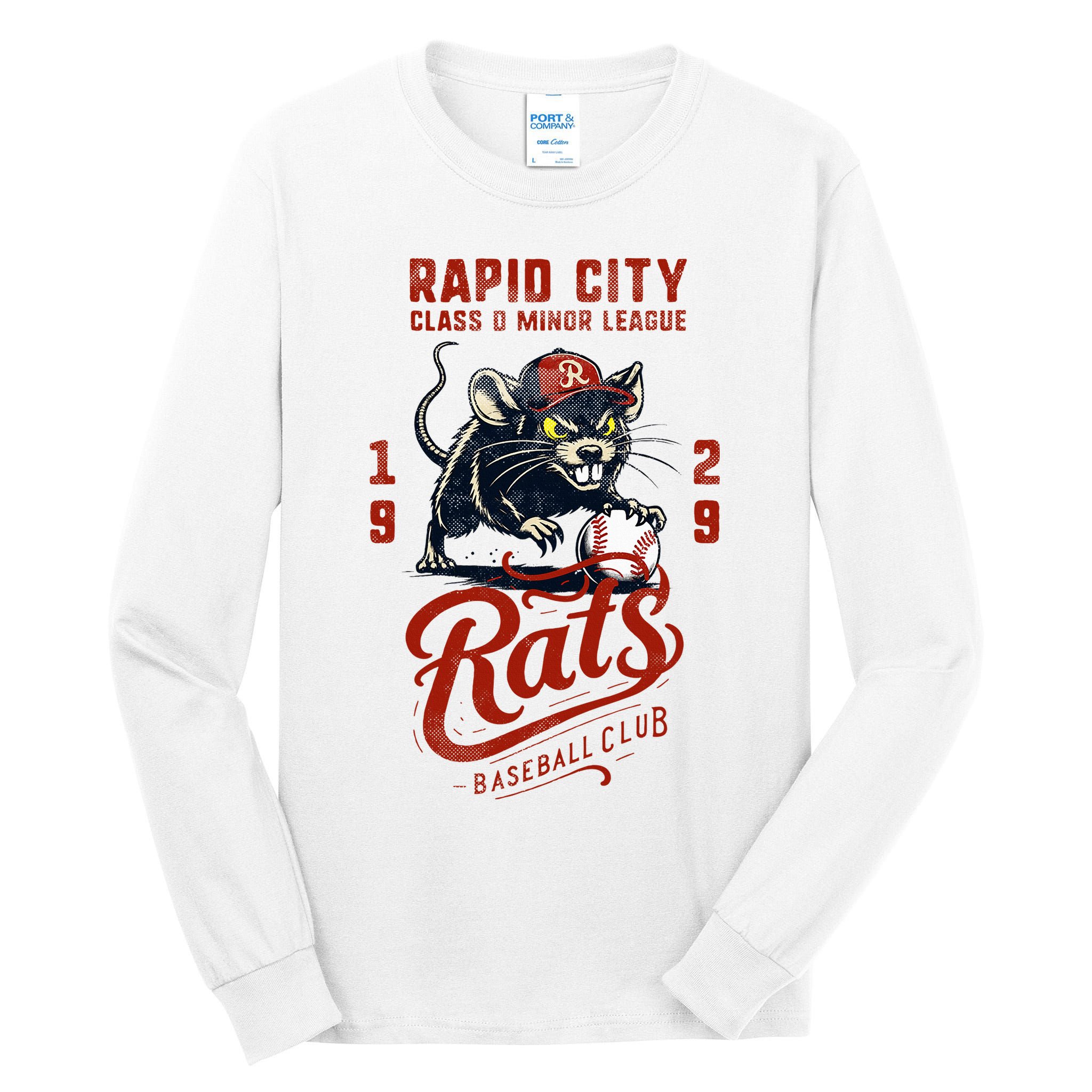 Rapid City Rats Retro Minor League Baseball Team Tall Long Sleeve T-Shirt