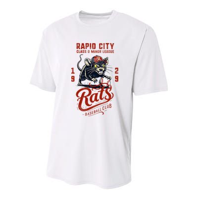 Rapid City Rats Retro Minor League Baseball Team Youth Performance Sprint T-Shirt