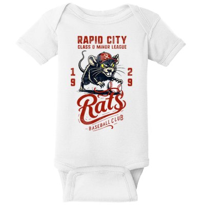 Rapid City Rats Retro Minor League Baseball Team Baby Bodysuit