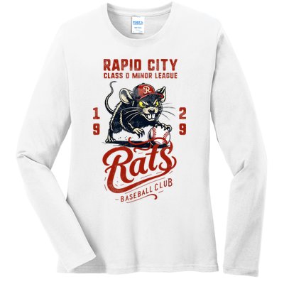 Rapid City Rats Retro Minor League Baseball Team Ladies Long Sleeve Shirt