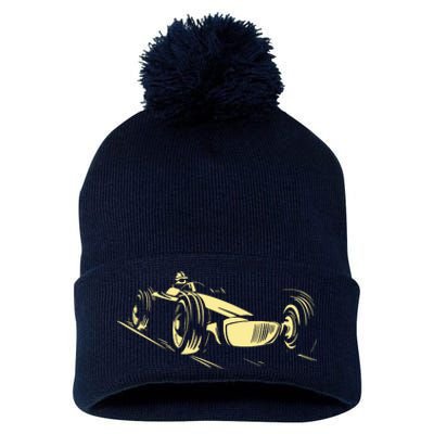 Race Car Pom Pom 12in Knit Beanie