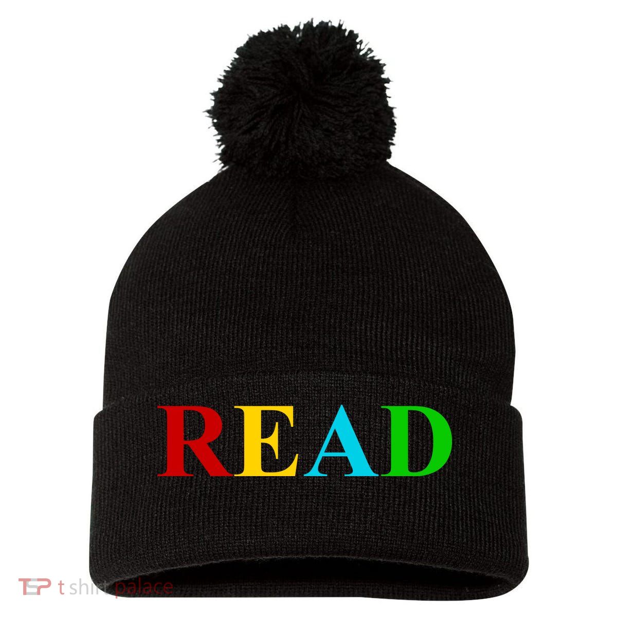 Read Colorful Rainbow Pom Pom 12in Knit Beanie