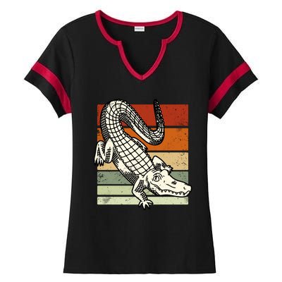 Retro Crocodile Ladies Halftime Notch Neck Tee