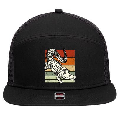 Retro Crocodile 7 Panel Mesh Trucker Snapback Hat