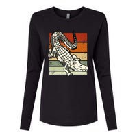 Retro Crocodile Womens Cotton Relaxed Long Sleeve T-Shirt