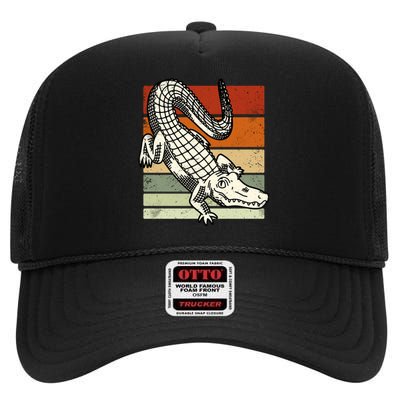 Retro Crocodile High Crown Mesh Back Trucker Hat