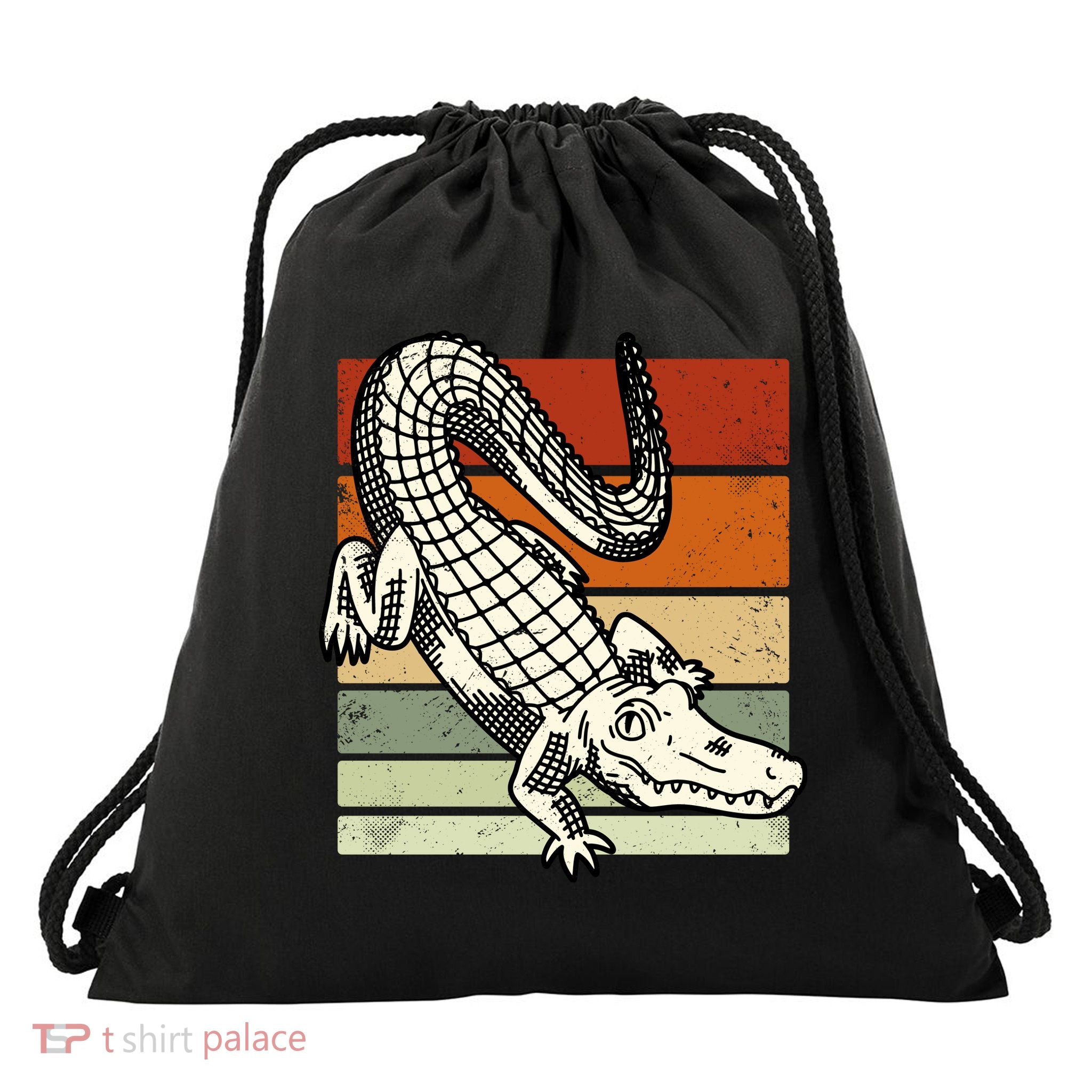 Retro Crocodile Drawstring Bag