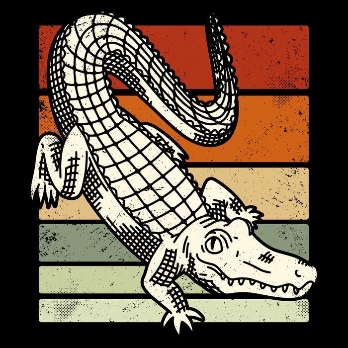 Retro Crocodile Drawstring Bag