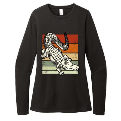 Retro Crocodile Womens CVC Long Sleeve Shirt