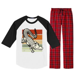 Retro Crocodile Raglan Sleeve Pajama Set