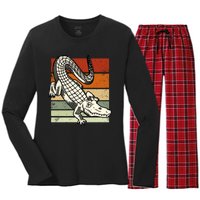 Retro Crocodile Women's Long Sleeve Flannel Pajama Set 