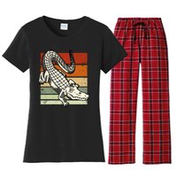 Retro Crocodile Women's Flannel Pajama Set