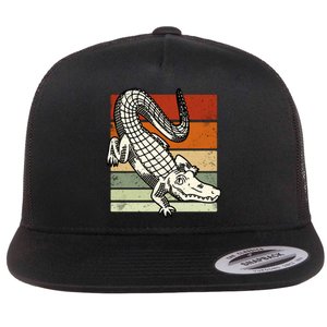 Retro Crocodile Flat Bill Trucker Hat