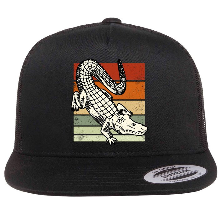 Retro Crocodile Flat Bill Trucker Hat