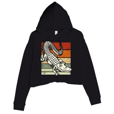 Retro Crocodile Crop Fleece Hoodie