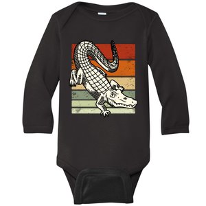 Retro Crocodile Baby Long Sleeve Bodysuit