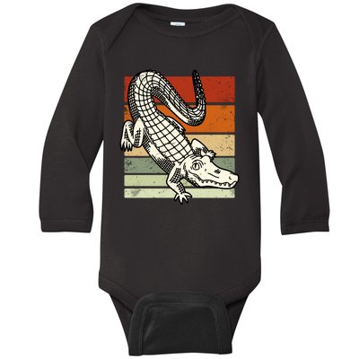 Retro Crocodile Baby Long Sleeve Bodysuit