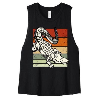 Retro Crocodile Women's Racerback Cropped Tank