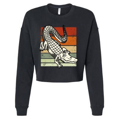 Retro Crocodile Cropped Pullover Crew