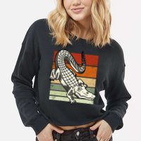 Retro Crocodile Cropped Pullover Crew