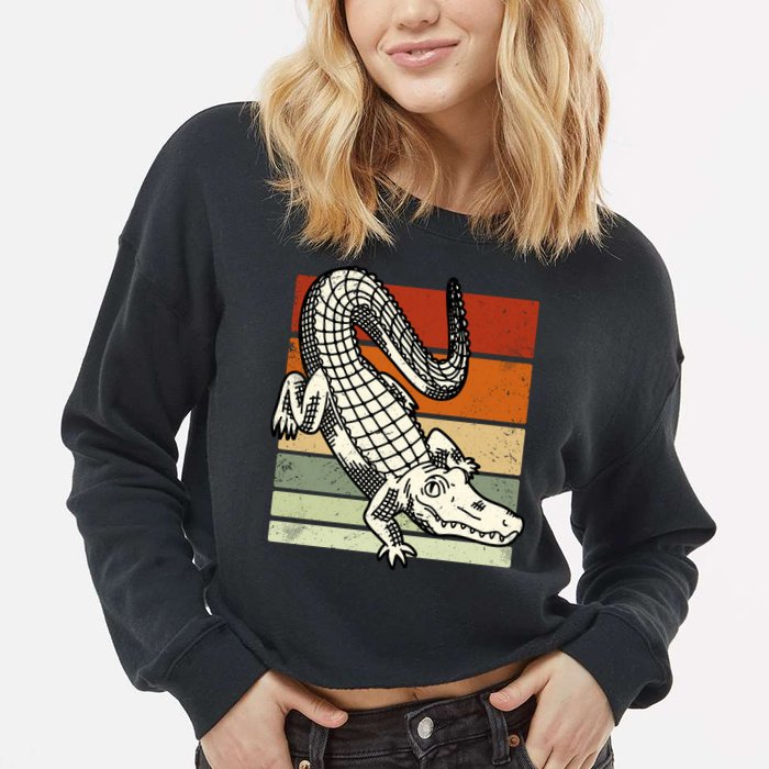 Retro Crocodile Cropped Pullover Crew